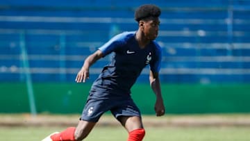 BELGRADE, SERBIA - APRIL 01: Isaac Lihadji of France in action during the Elite Round Group B match between France U17 and Slovakia U17 at Stadium Zemun on April 1, 2019 in Belgrade, Serbia. (Photo by Srdjan Stevanovic/Getty Images)