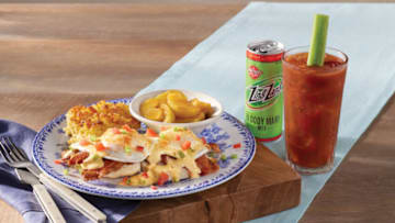 Cracker Barrel Brunch Biscuit Benny with Bloody Mary, photo provided by Cracker Barrel