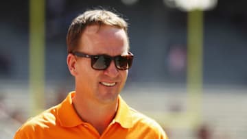 COLLEGE STATION, TX - OCTOBER 08: Former Tennessee Volunteers quarterback Peyton Manning walks across the field prior to the start of their game against the Texas A