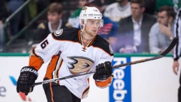 Oct 27, 2015; Dallas, TX, USA; Anaheim Ducks left wing Jiri Sekac (46) skates against the Dallas Stars during the game at the American Airlines Center. The Stars defeat the Ducks 4-3. Mandatory Credit: Jerome Miron-USA TODAY Sports
