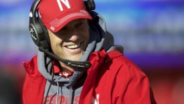Nov 19, 2016; Lincoln, NE, USA; Nebraska Cornhuskers head coach Mike Riley looks on against the Maryland Terrapins in the first half at Memorial Stadium. Mandatory Credit: Bruce Thorson-USA TODAY Sports