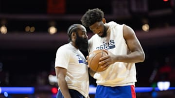 James Harden, Joel Embiid, Philadelphia 76ers Mandatory Credit: Bill Streicher-USA TODAY Sports