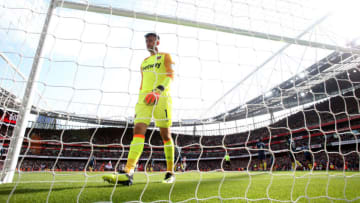 LONDON, ENGLAND - AUGUST 25: Lukasz Fabianski of West Ham United looks dejected after conceding a goal during the Premier League match between Arsenal FC and West Ham United at Emirates Stadium on August 25, 2018 in London, United Kingdom. (Photo by Clive Mason/Getty Images)