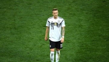 MOSCOW, RUSSIA - JUNE 17: Marco Reus of Germany looks dejected following his sides defeat in the 2018 FIFA World Cup Russia group F match between Germany and Mexico at Luzhniki Stadium on June 17, 2018 in Moscow, Russia. (Photo by Matthias Hangst/Getty Images)