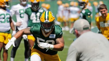 Green Bay Packers linebacker Isaiah McDuffie (58) participates in minicamp practice Thursday, June 10, 2021, in Green Bay, Wis.Mjs Apc Mcduffie 0610210439djp