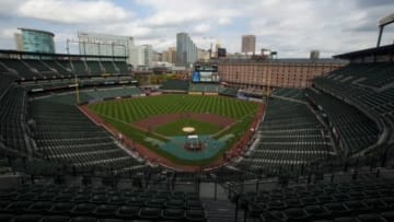 Oct 2, 2014; Baltimore, MD, USA; General view of the field prior to game one of the 2014 ALDS playoff baseball game between the Detroit Tigers and Baltimore Orioles at Oriole Park at Camden Yards. Mandatory Credit: Tommy Gilligan-USA TODAY Sports