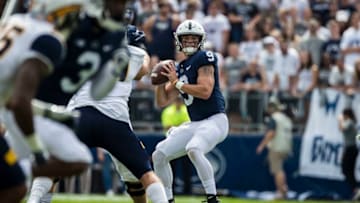 STATE COLLEGE, PA - SEPTEMBER 15: Trace McSorley #9 of the Penn State Nittany Lions throws a pass for a touchdown against the Kent State Golden Flashes during the first half at Beaver Stadium on September 15, 2018 in State College, Pennsylvania. (Photo by Scott Taetsch/Getty Images)