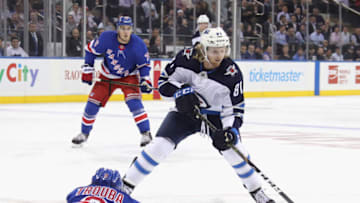NEW YORK, NEW YORK - OCTOBER 03: Kyle Connor #81 of the Winnipeg Jets skates against the New York Rangers at Madison Square Garden on October 03, 2019 in New York City. The Rangers defeated the Jets 6-4. (Photo by Bruce Bennett/Getty Images)