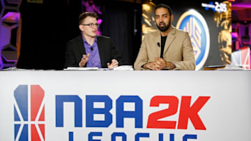 NEW YORK, NY - APRIL 04: Jamie Ruiz and Ronnie 2K during the NBA2K Draft on April 4, 2018 in New York, New York at the Hulu Theater. NOTE TO USER: User expressly acknowledges and agrees that, by downloading and/or using this photograph, user is consenting to the terms and conditions of the Getty Images License Agreement. Mandatory Copyright Notice: Copyright 2018 NBAE (Photo by Michelle Farsi/NBAE via Getty Images)