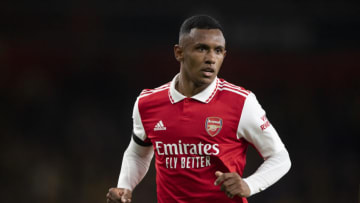 LONDON, ENGLAND - OCTOBER 06: Marquinhos of Arsenal during the UEFA Europa League group A match between Arsenal FC and FK Bodo/Glimt at Emirates Stadium on October 06, 2022 in London, England. (Photo by Visionhaus/Getty Images)