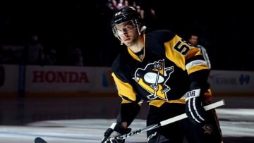 Mar 20, 2016; Pittsburgh, PA, USA; Pittsburgh Penguins defenseman Kris Letang (58) takes the ice against the Washington Capitals during the first period at the CONSOL Energy Center. Mandatory Credit: Charles LeClaire-USA TODAY Sports