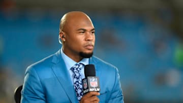 Sep 12, 2019; Charlotte, NC, USA; NFL GameDay Kickoff analyst Steve Smith Sr. before the game at Bank of America Stadium. Mandatory Credit: Bob Donnan-USA TODAY Sports