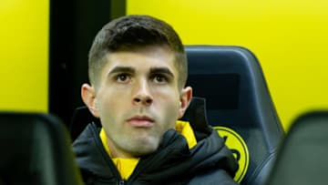 DORTMUND, GERMANY - DECEMBER 21: Christian Pulisic of Borussia Dortmund looks on during the Bundesliga match between Borussia Dortmund and Borussia Moenchengladbach at Signal Iduna Park on December 21, 2018 in Dortmund, Germany. (Photo by TF-Images/TF-Images via Getty Images)