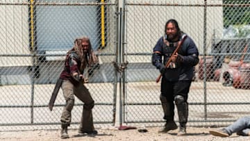 Khary Payton as Ezekiel, Cooper Andrews as Jerry - The Walking Dead _ Season 8, Episode 4 - Photo Credit: Gene Page/AMC