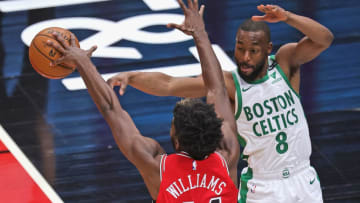 Patrick Williams, Kemba Walker. Chicago Bulls. User expressly acknowledges and agrees that, by downloading and or using this photograph, User is consenting to the terms and conditions of the Getty Images License Agreement. (Photo by Jonathan Daniel/Getty Images)