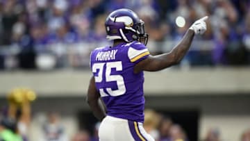 MINNEAPOLIS, MN - DECEMBER 31: Latavius Murray #25 of the Minnesota Vikings celebrates after scoring a touchdown in the second quarter of the game against the Chicago Bears on December 31, 2017 at U.S. Bank Stadium in Minneapolis, Minnesota. (Photo by Hannah Foslien/Getty Images)