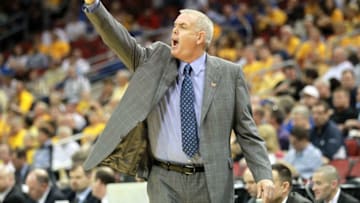 LOUISVILLE, KY - MARCH 15: Head coach Dave Rose of the Brigham Young Cougars shouts from the sidelines against the Marquette Golden Eagles during the second round of the 2012 NCAA Men's Basketball Tournament at KFC YUM! Center on March 15, 2012 in Louisville, Kentucky. (Photo by Andy Lyons/Getty Images)