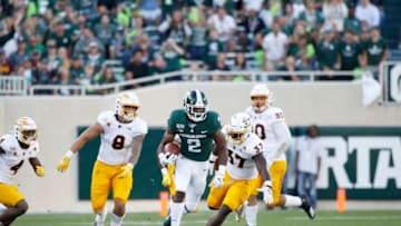 EAST LANSING, MI - SEPTEMBER 14: Julian Barnett #2 of the Michigan State Spartans runs with the ball during the game against the Arizona State Sun Devils at Spartan Stadium on September 14, 2019 in East Lansing, Michigan. Arizona State defeated Michigan State 10-7. (Photo by Joe Robbins/Getty Images)