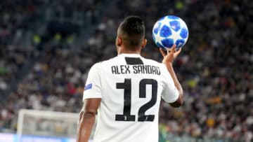 Alex Sandro (Juventus FC) during the Juventus FC UEFA Champions League match between Juventus FC and Berner Sport Club Young Boys at Allianz Stadium on October 02, 2018 in Turin, Italy.Juventus won 3-0 over Young Boys. (Photo by Massimiliano Ferraro/NurPhoto via Getty Images)