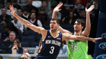 Brooklyn Nets Nikola Mirotic Dario Saric. Mandatory Copyright Notice: Copyright 2019 NBAE (Photo by David Sherman/NBAE via Getty Images)