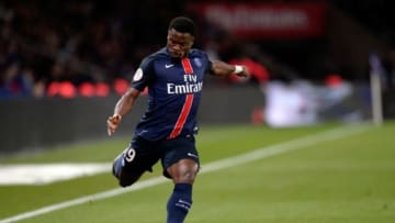 PARIS, FRANCE - FEBRUARY 03: Serge Aurier of Paris Saint-Germain kicks the ball during the Ligue 1 game between Paris Saint-Germain and FC Lorient at Parc des Princes on February 3, 2016 in Paris, France. (Photo by Aurelien Meunier/Getty Images)