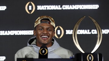 Jan 10, 2017; Tampa, FL, USA; Clemson Tigers quarterback Deshaun Watson (4) talks with media during a news conference at Tampa Convention Center. Mandatory Credit: Kim Klement-USA TODAY Sports