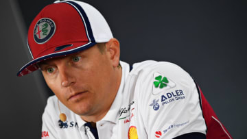 ABU DHABI, UNITED ARAB EMIRATES - NOVEMBER 28: Kimi Raikkonen of Finland and Alfa Romeo Racing talks in the Drivers Press Conference during previews ahead of the F1 Grand Prix of Abu Dhabi at Yas Marina Circuit on November 28, 2019 in Abu Dhabi, United Arab Emirates. (Photo by Clive Mason/Getty Images)