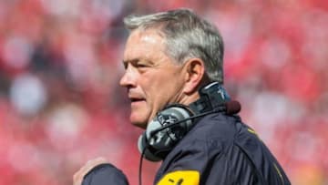Oct 3, 2015; Madison, WI, USA; Iowa Hawkeyes head coach Kirk Ferentz during the game against the Wisconsin Badgers at Camp Randall Stadium. Iowa won 10-6. Mandatory Credit: Jeff Hanisch-USA TODAY Sports