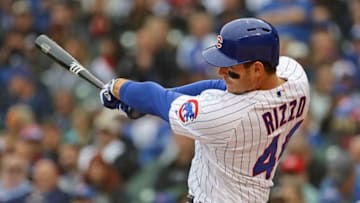 CHICAGO, ILLINOIS - MAY 24: Anthony Rizzo #44 of the Chicago Cubshits a solo home run in the 3rd inning against the Cincinnati Reds at Wrigley Field on May 24, 2019 in Chicago, Illinois. (Photo by Jonathan Daniel/Getty Images)