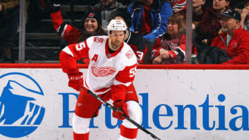 NEWARK, NJ - DECEMBER 27: Niklas Kronwall #55 of the Detroit Red Wings skates against the New Jersey Devils at the Prudential Center on December 27, 2017 in Newark, New Jersey. (Photo by Bruce Bennett/Getty Images)