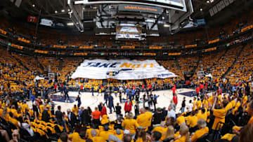 SALT LAKE CITY, UT - MAY 6: a general view of the Utah Jazz flag during Game Four of the Western Conference Semifinals of the 2018 NBA Playoffs against the Houston Rockets on May 6, 2018 at the Vivint Smart Home Arena in Salt Lake City, Utah. Copyright 2018 NBAE (Photo by Melissa Majchrzak/NBAE via Getty Images)