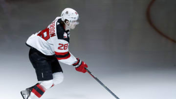 New Jersey Devils defenseman Damon Severson (28): Charles LeClaire-USA TODAY Sports