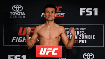 HOUSTON, TEXAS - FEBRUARY 03: Chan Sung Jung of South Korea poses on the scale during the UFC Fight Night weigh-in at the Sheraton North Houston at George Bush Intercontinental on February 3, 2017 in Houston, Texas. (Photo by Jeff Bottari/Zuffa LLC/Zuffa LLC via Getty Images)