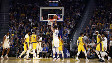 SAN FRANCISCO, CALIFORNIA - OCTOBER 05: Stephen Curry #30 of the Golden State Warriors makes his first three-point basket at the Chase Center in the first quarter of their preseason game against the Los Angeles Lakers on October 05, 2019 in San Francisco, California. NOTE TO USER: User expressly acknowledges and agrees that, by downloading and or using this photograph, User is consenting to the terms and conditions of the Getty Images License Agreement. (Photo by Ezra Shaw/Getty Images)