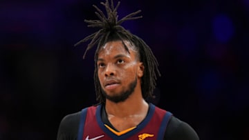 PHILADELPHIA, PA - MARCH 04: Darius Garland #10 of the Cleveland Cavaliers looks on against the Philadelphia 76ers at the Wells Fargo Center on March 4, 2022 in Philadelphia, Pennsylvania. The 76ers defeated the Cavaliers 125-119. NOTE TO USER: User expressly acknowledges and agrees that, by downloading and or using this photograph, User is consenting to the terms and conditions of the Getty Images License Agreement. (Photo by Mitchell Leff/Getty Images)