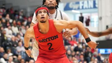 WASHINGTON, DC - JANUARY 21: Toumani Camara #2 of the Dayton Flyers in position during a college basketball game against the George Washington Colonials at the Smith Center on January 21, 2023 in Washington, DC. (Photo by Mitchell Layton/Getty Images)