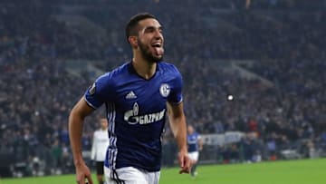 GELSENKIRCHEN, GERMANY - NOVEMBER 03: Nabil Bentaleb of Schalke celebrates his team's second goal during the UEFA Europa League Group I match between FC Schalke 04 and FC Krasnodar Veltins-Arena on November 3, 2016 in Gelsenkirchen, North Rhine-Westphalia. (Photo by Alex Grimm/Bongarts/Getty Images)