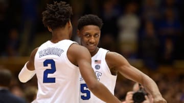 Cam Reddish #2 and RJ Barrett #5 Atlanta Hawks 2019 NBA Draft (Photo by Lance King/Getty Images)