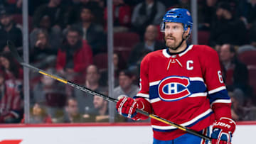 MONTREAL, QC - NOVEMBER 27: Look on Montreal Canadiens defenceman Shea Weber (6) during the Carolina Hurricanes versus the Montreal Canadiens game on November 27, 2018, at Bell Centre in Montreal, QC (Photo by David Kirouac/Icon Sportswire via Getty Images)