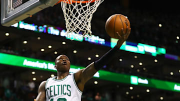 BOSTON, MA - MAY 10: Terry Rozier #12 of the Boston Celtics takes a shot against the Washington Wizards during the second half of Game Five of the Eastern Conference Semifinals at TD Garden on May 10, 2017 in Boston, Massachusetts. The Celtics defeat the Wizards 123-101. NOTE TO USER: User expressly acknowledges and agrees that, by downloading and or using this Photograph, user is consenting to the terms and conditions of the Getty Images License Agreement. (Photo by Maddie Meyer/Getty Images)
