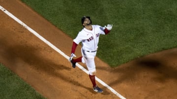 BOSTON, MA - APRIL 21: Xander Bogaerts #2 of the Boston Red Sox laps the bases after hitting a solo home run during the seventh inning of a game against the Toronto Blue Jays on April 21, 2021 at Fenway Park in Boston, Massachusetts. (Photo by Billie Weiss/Boston Red Sox/Getty Images)