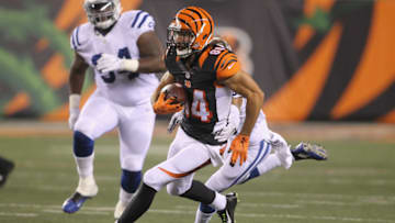 CINCINNATI, OH - SEPTEMBER 01: Jake Kumerow #84 of the Cincinnati Bengals runs the football upfield during the game against the Indianapolis Colts at Paul Brown Stadium on September 1, 2016 in Cincinnati, Ohio. The Colts defeated the Bengals 13-10. (Photo by John Grieshop/Getty Images)