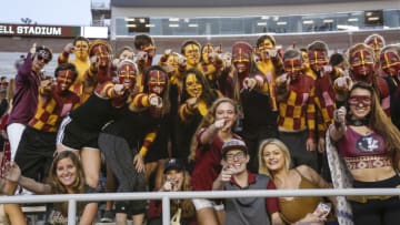 TALLAHASSEE, FL - OCTOBER 29: Fans of the Florida State Seminoles cheer during the game against the Clemson Tigers at Doak Campbell Stadium on Bobby Bowden Field on October 29, 2016 in Tallahassee, Florida. Clemson defeated Florida State 37 to 34. (Photo by Don Juan Moore/Getty Images)