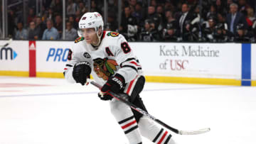 LOS ANGELES, CALIFORNIA - APRIL 21: Patrick Kane #88 of the Chicago Blackhawks skates during a 4-1 Los Angeles Kings win at Crypto.com Arena on April 21, 2022 in Los Angeles, California. (Photo by Harry How/Getty Images)