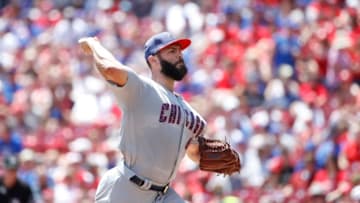 CINCINNATI, OH - JULY 02: Jake Arrieta #49 of the Chicago Cubs pitches in the first inning of a game against the Cincinnati Reds at Great American Ball Park on July 2, 2017 in Cincinnati, Ohio. (Photo by Joe Robbins/Getty Images)