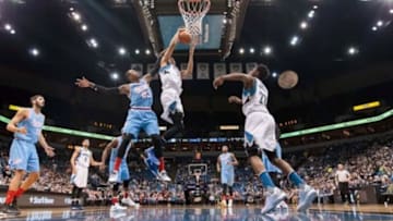 Dec 18, 2015; Minneapolis, MN, USA; Sacramento Kings guard Ben McLemore (23) fouls Minnesota Timberwolves center Karl-Anthony Towns (32) in the third quarter at Target Center. The Minnesota Timberwolves beat the Sacramento Kings 99-95. Mandatory Credit: Brad Rempel-USA TODAY Sports