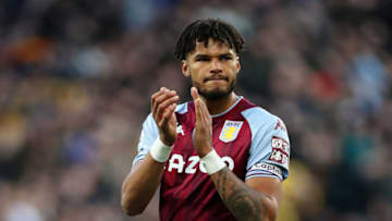BIRMINGHAM, ENGLAND - FEBRUARY 19: Tyrone Mings of Aston Villa applauds the fans after the Premier League match between Aston Villa and Watford at Villa Park on February 19, 2022 in Birmingham, England. (Photo by Lewis Storey/Getty Images)