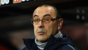 BOURNEMOUTH, ENGLAND - JANUARY 30: Maurizio Sarri, Manager of Chelsea looks on prior to the Premier League match between AFC Bournemouth and Chelsea FC at Vitality Stadium on January 29, 2019 in Bournemouth, United Kingdom. (Photo by Warren Little/Getty Images)