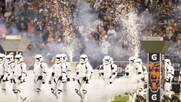 CHICAGO, IL - OCTOBER 09: Storm troopers take the field during a special halftime showing of the new Star Wars movie Star Wars: The Last Jedi at Soldier Field during the game between the Chicago Bears and the Minnesota Vikings on October 9, 2017 in Chicago, Illinois. (Photo by Kena Krutsinger/Getty Images)