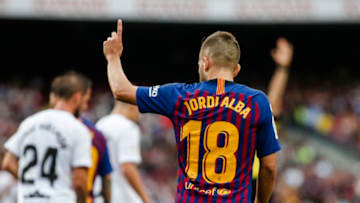 Jordi Alba of FC Barcelona during the La Liga game between FC Barcelona against Huesca in Camp Nou Stadium at Barcelona, on 02 of September of 2018, Spain. (Photo by Xavier Bonilla/NurPhoto via Getty Images)
